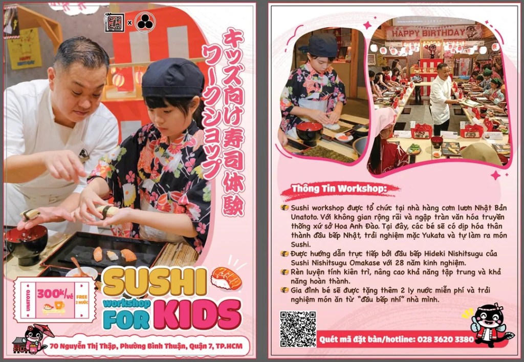 Chi tiết thời gian và địa điểm Workshop làm Sushi của Unatoto Tháng 12