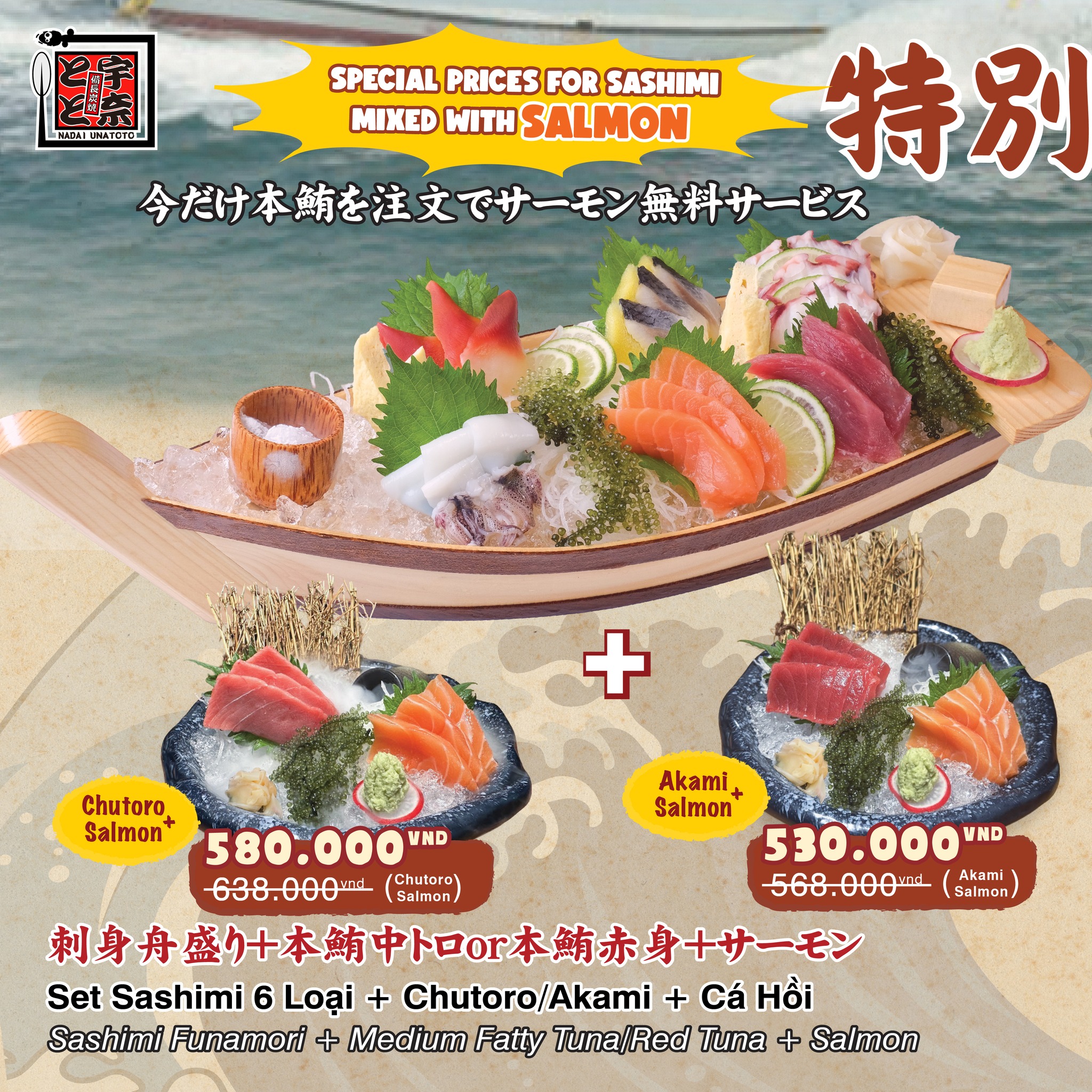 Set sashimi 6 loại mới tại Izakaya Unatoto