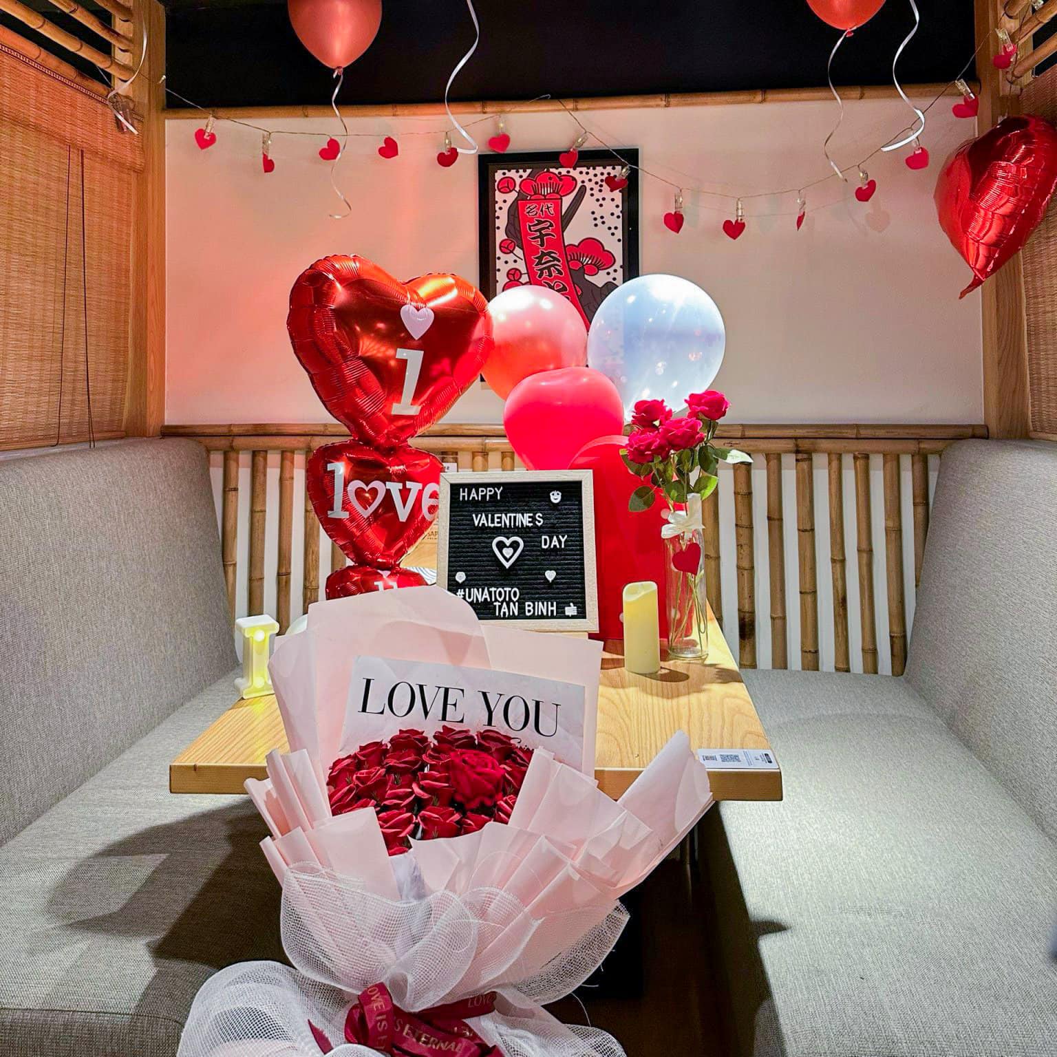 Trang trí tiệc Valentine tại Izakaya Unatoto