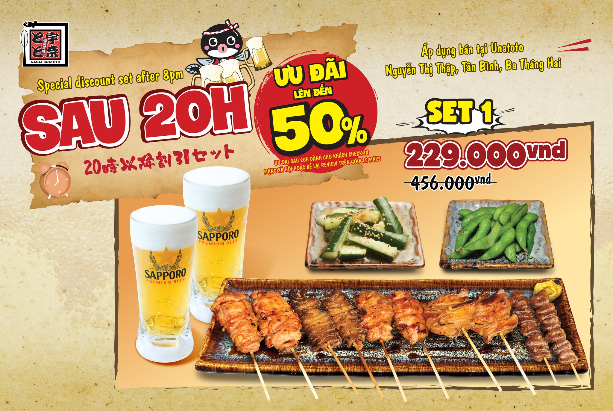 Set 1 (229.000 VNĐ) đặt tiệc sau giờ làm tại Unatoto